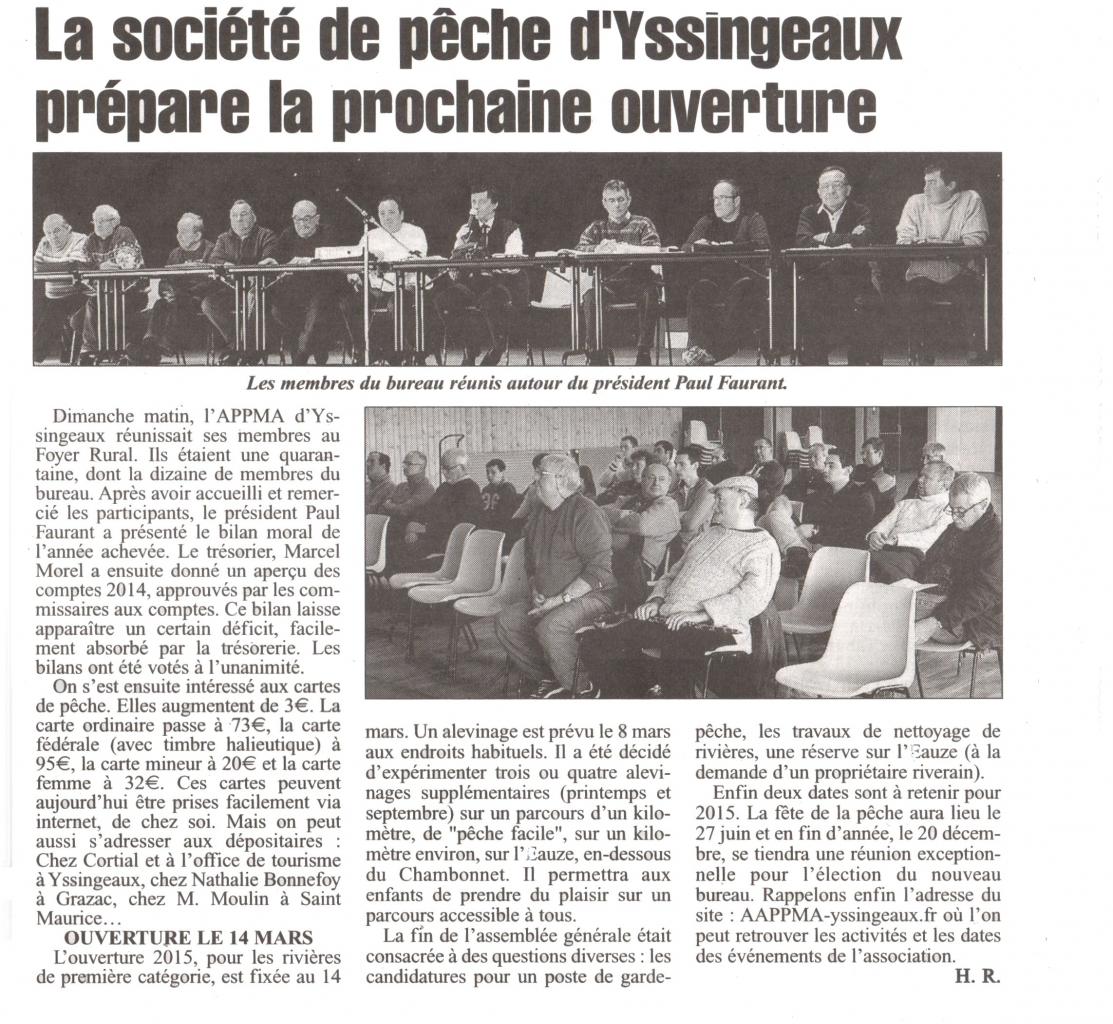 Article de Presse L'Eveil AG 2015